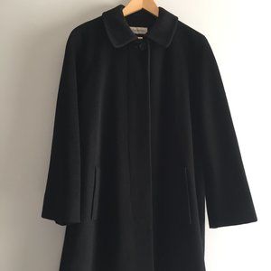 Calvin Klein, black coat, knee-length, peter pan collar, vintage, medium